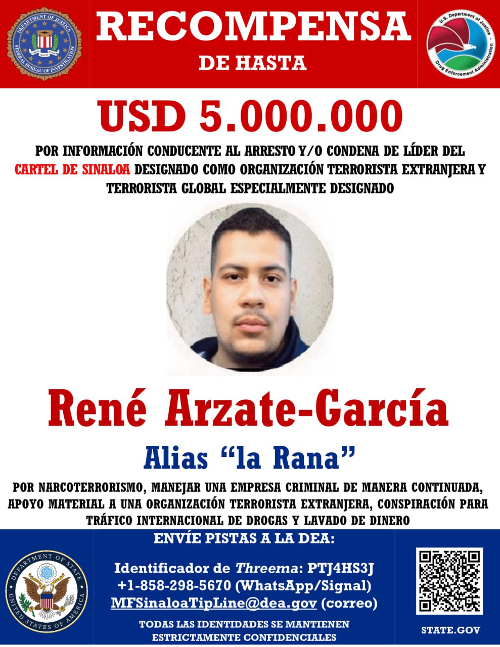 Держдеп США оголосив нагороду $ 10 млн за інформацію про ватажків картелю Sinaloa