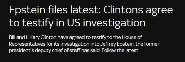 Білл і Хілларі Клінтон погодилися дати свідчення у справі Епштейна, — Sky News.